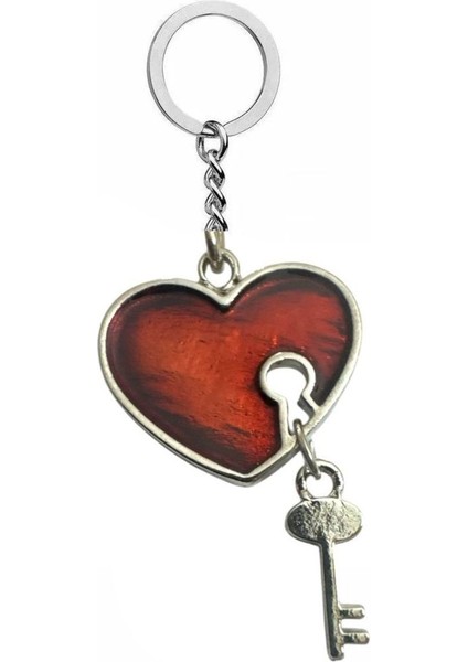 Kırmızı Kalp Anahtar Figürlü Unisex Anahtarlık – Sevgi ve Gizem Sembolü