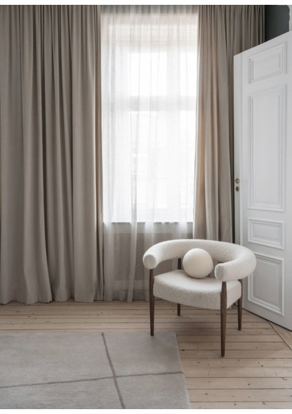 Düz Dökümlü Fon Perde- Sütlü Kahve - Pilesiz Düz Dikim - UU50