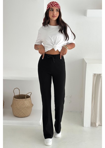 Kadın Yüksek Bel Düz Paça Tayt – Bağcıklı & Rahat Kesim fiyatları