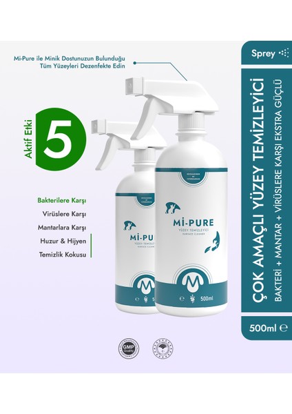 Mi- Pure Kedi Köpek Yaşam Alanları Için Yüzey Temizleyici 500 ml