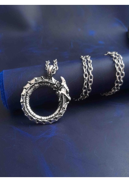 Erkek Kolye Iskandinav Kendini Yiyen Yılan Ejderha Figürlü Kolye modelleri