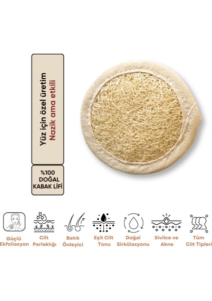 Peeling Yüz Kabak Lifi, Banyo Yüz Kesesi, %100 Doğal, Kadın ve Erkekler için 1 Adet