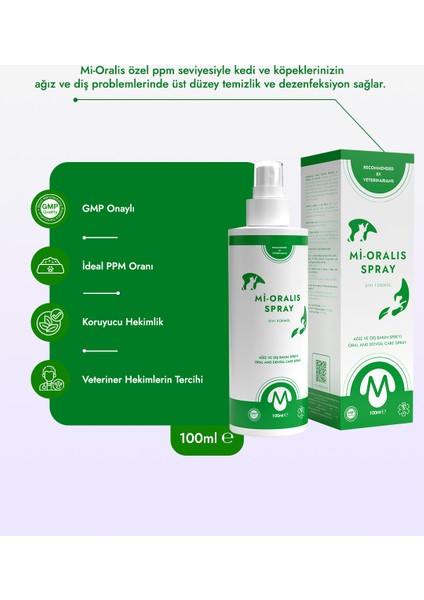 Kedi Köpek Ağız ve Diş Bakım Spreyi 100 ML Hipokloröz Asit Mi-Oralis modelleri