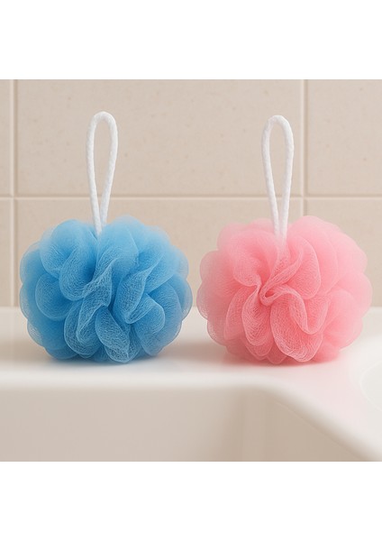 Puf Banyo Lifi Yoğun Köpük Etkisi Cildi Arındırır ve Canlandırır Pembe & Mavi ( 2 Adet )