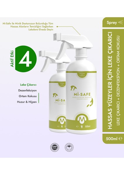 Kedi Köpek Ortamları İçin Koltuk ve Kumaş Temizleyici 500 ML Mi-Safe