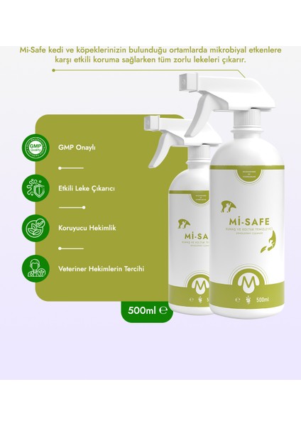 Kedi Köpek Ortamları İçin Koltuk ve Kumaş Temizleyici 500 ML Mi-Safe modelleri