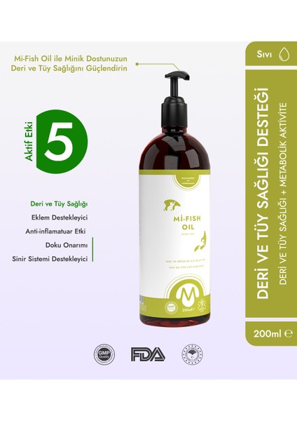 Kedi Köpek Balık Yağı Takviyesi 200 ML Mi-Fish Oil