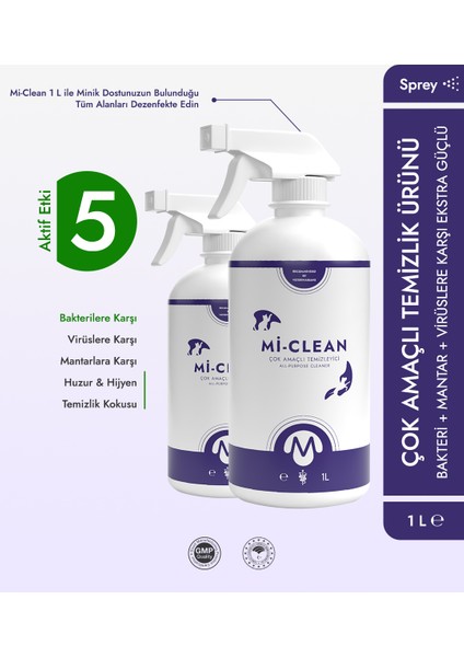 Mi- Clean Kedi Köpekler Için Çok Amaçlı Temizlik Ürünü 1 L