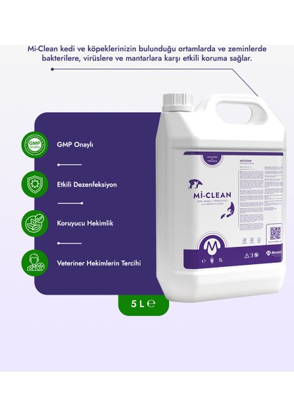 Kedi Köpekler İçin Çok Amaçlı Temizlik Ürünü Mi-Clean 5L modelleri