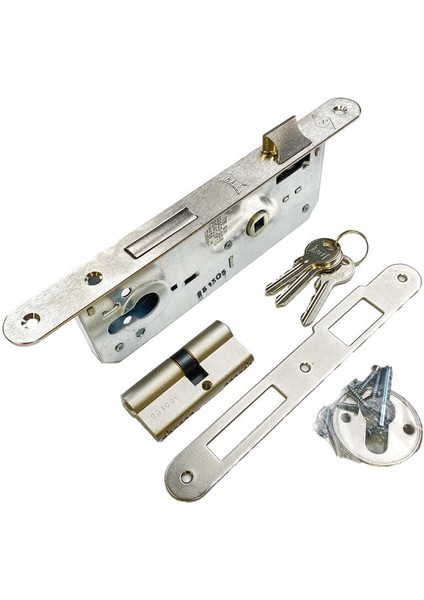 Kilit 152 R Silindirli Göbekli Gömme Kapı Kilidi Nikel Oval 35 mm