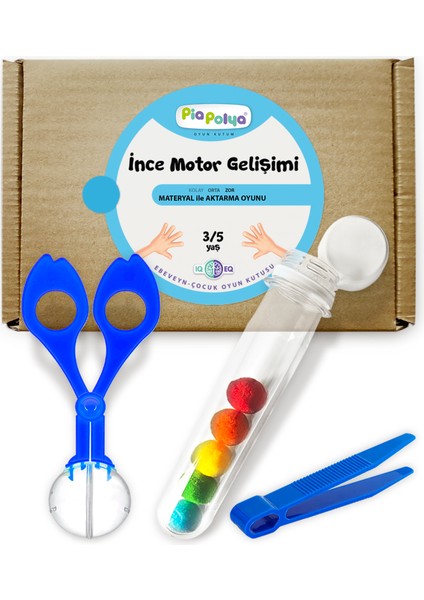 Oyun Kutum Ince Motor Gelişimi Lacivert Balon Makas-Cımbız | Aktarma | Örüntü Yönergesi | Deney Tüpü