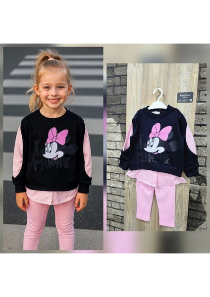 Minnie Baskılı Gömlek Detaylı Ikili Taytlı Takım fiyatları