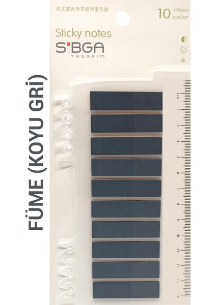 Şeffaf Füme (Koyu Gri) Rengi Postit Post-It Post It. Kitap Ayracı Ayraç Postit Sticker 200 Yaprak