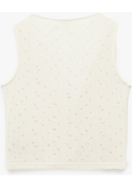 Düğmeli V Yaka Ajurlu Triko Yelek fiyatları