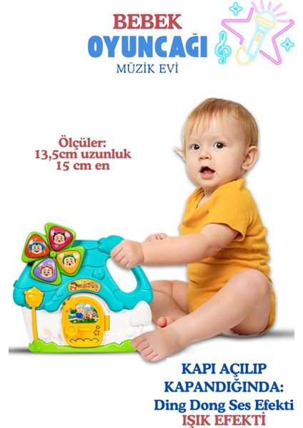 Bebek Oyuncağı Sesli Işıklı Müzik Evi Açılıp Kapanan Kapı ve Ses Efekti modelleri