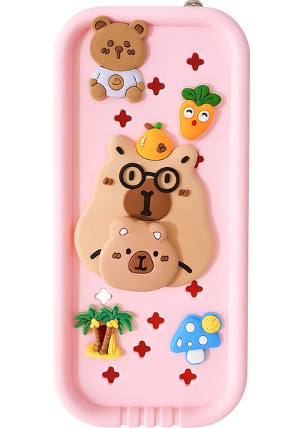Capybara Figürlü Charm Kalem Kutusu | Kawaii Sevimli Çok Bölmeli Okul Kırtasiye Çantası
