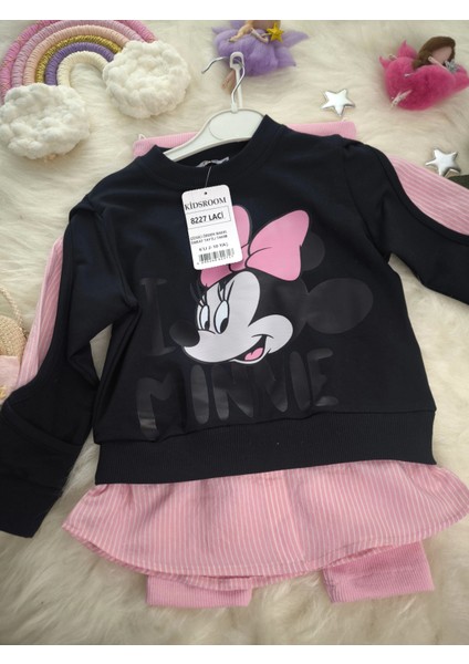 Minnie Baskılı Gömlek Detaylı Ikili Taytlı Takım fırsatları