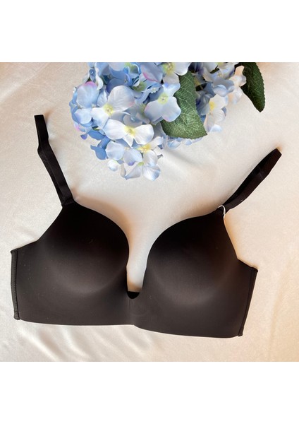 Mikro Kumaş Destekli Dolgulu Balenli Siyah Straplez Sütyen fiyatları