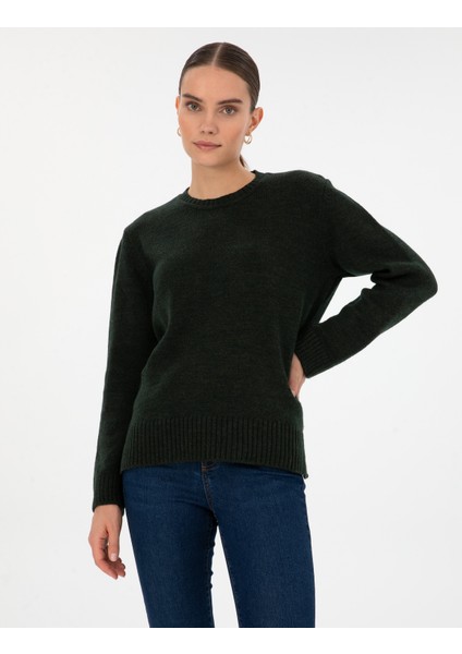 Kadın Koyu Yeşil Comfort Fit Kazak 50316310-VR079