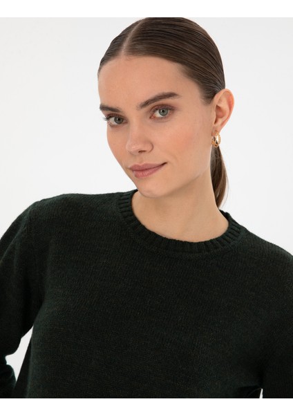 Kadın Koyu Yeşil Comfort Fit Kazak 50316310-VR079 fiyatları