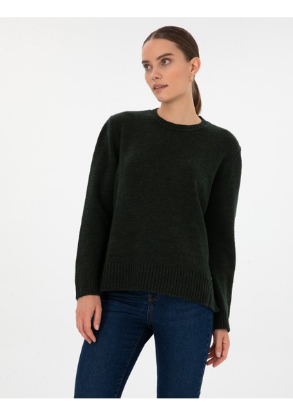 Kadın Koyu Yeşil Comfort Fit Kazak 50316310-VR079 modelleri