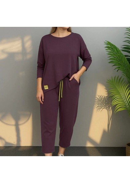 Kadın Uzun Kollu Arma Detaylı Iki Iplik Viskon Ikili Takım