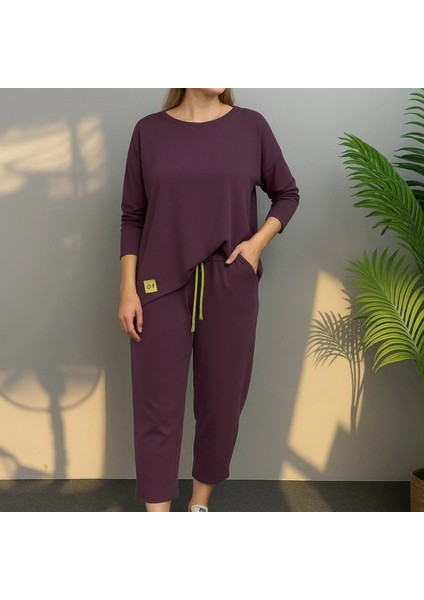 Kadın Uzun Kollu Arma Detaylı Iki Iplik Viskon Ikili Takım modelleri
