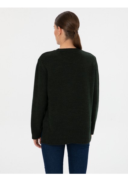 Kadın Koyu Yeşil Comfort Fit Kazak 50316310-VR079 indirimleri