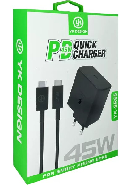 Yk Design Pd Type-C 45WATT Hızlı Şarj Samsung ve Iphone 15-16 Uyumlu YK-SR65