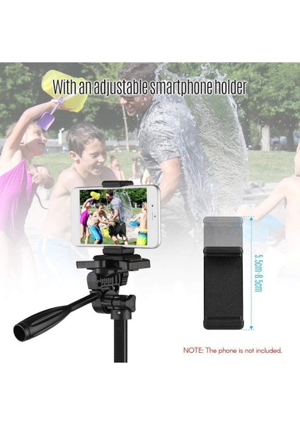 360° Döner Başlıklı Tripod | Telefon Tutucu & Kamera Standı | Ayarlanabilir Yükseklikli, su terazili