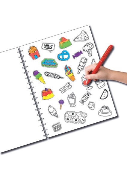 500+ Çocuk Sticker Boyama Kitabı – 6’lı Keçeli Kalem Hediyeli, 2 Sayfa Parlak Sticker’lı Eğitici Etkinlik Kitabı fiyatları