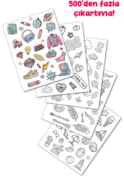 500+ Çocuk Sticker Boyama Kitabı – 6’lı Keçeli Kalem Hediyeli, 2 Sayfa Parlak Sticker’lı Eğitici Etkinlik Kitabı modelleri
