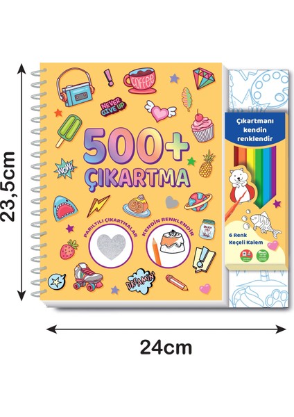 500+ Çocuk Sticker Boyama Kitabı – 6’lı Keçeli Kalem Hediyeli, 2 Sayfa Parlak Sticker’lı Eğitici Etkinlik Kitabı fırsatları