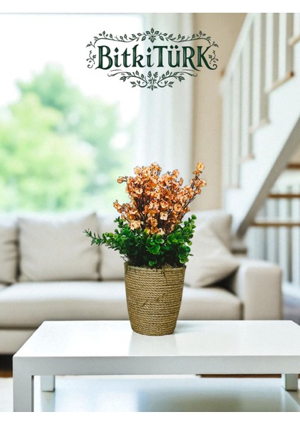 -Yapay Çiçek Aranjmanı Dekoratif Saksıda Iç Mekan Salon Bitki