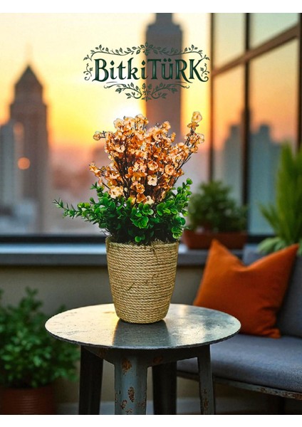 -Yapay Çiçek Aranjmanı Dekoratif Saksıda Iç Mekan Salon Bitki fiyatları
