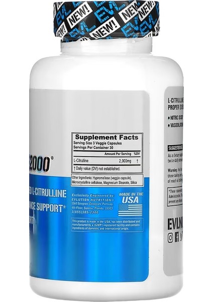 L-Citrulline 2000 90 Veggie Caps fiyatları