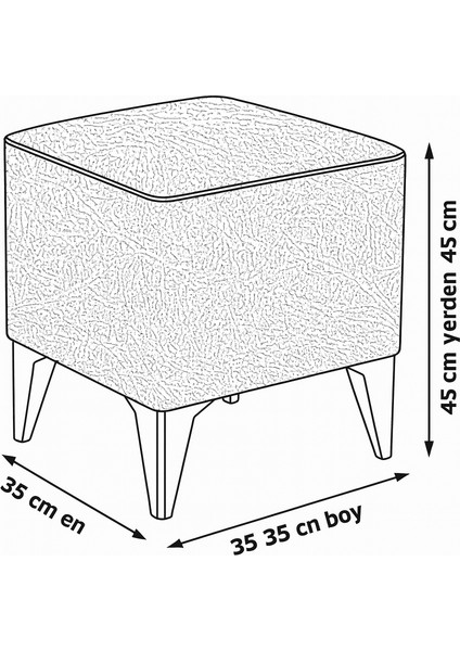 Dekoratif Kare Puf 35X35X45 cm – Kremit Baybface Kumaş, Beyaz Ayaklı Modern Tasarım fırsatları