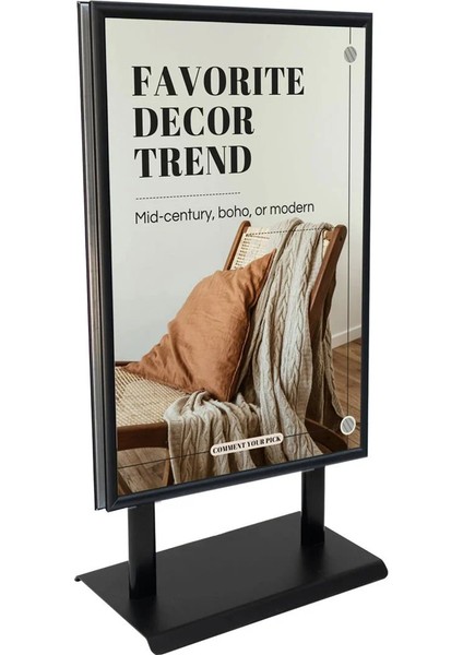 B1 70X100 Siyah Maki Poster Pano Sac Tabanlı Çift Taraflı Reklam Panosu