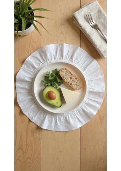 2'li Set Vintage Bohem Kenarları Fırfırlı Amerikan Servis Pamuk Kumaş