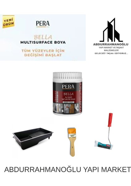 Bella (4 Parça Set) Yeni Nesil Dönüşüm Boyası Beyaz - Dolap-Fayans-Cam-Plastik-Ahşap-Duvar