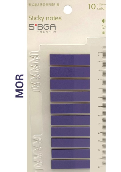 Şeffaf Mor Renkli Postit Post-It Post It. Kitap Ayracı Ayraç Postit Sticker Not Kağıdı 200 Yaprak