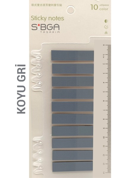 Şeffaf Koyu Gri Renkli Postit Post-It Post It. Kitap Ayracı Ayraç Postit Sticker Not Kağıdı 200 Yaprak