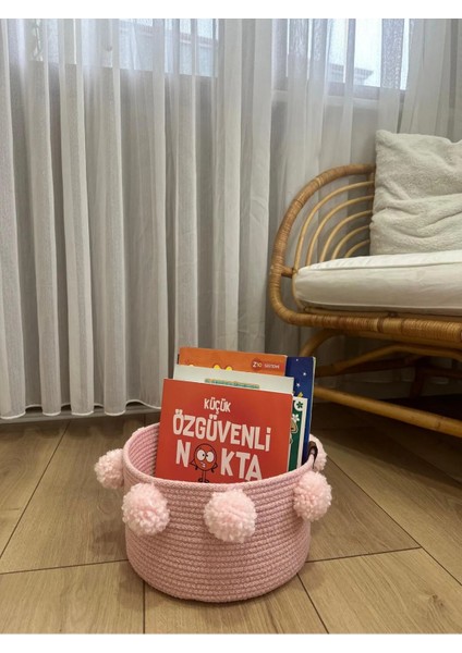 Hasır Jüt Çocuk Bebek Odası Oyuncak Sepeti Düzenleyici Dekoratif Sepet Çok Amaçlı Sepet