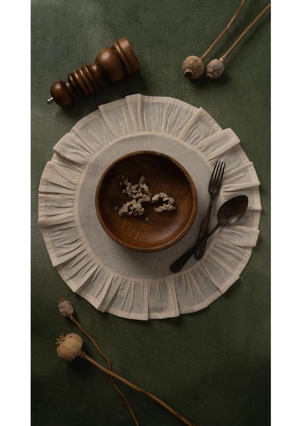 2'li Set Vintage Bohem Kenarları Fırfırlı Amerikan Servis Pamuk Kumaş