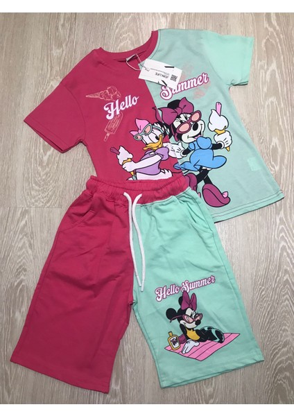 Aysbebe Mini Daisy Desenli Kız Çocuk Yazlık Takım