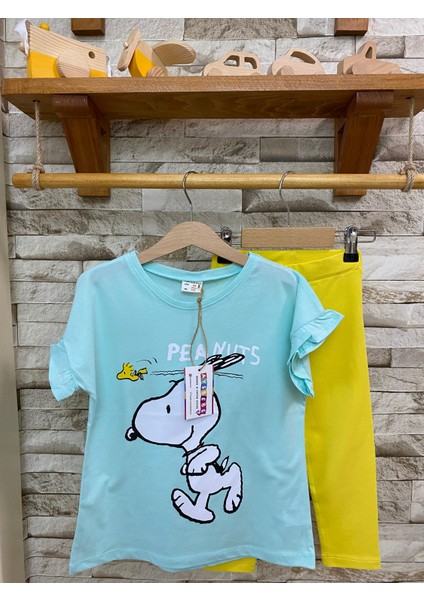 Aysbebe Tişört + Kapri Tayt Kız Çocuklar Için Yazlık Takım