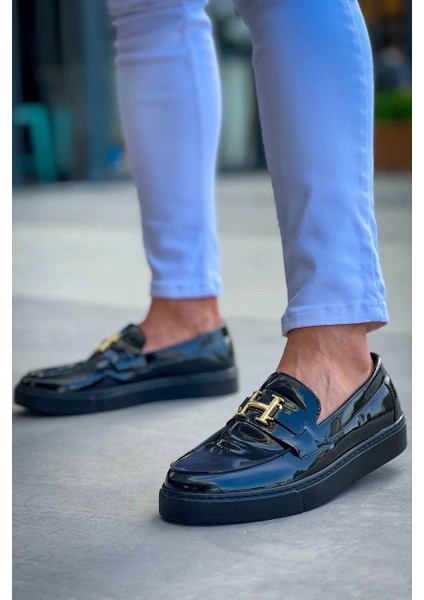 KB-027 Kuback Bağcıksız Kömür Rugan H Günlük Erkek Ayakkabı