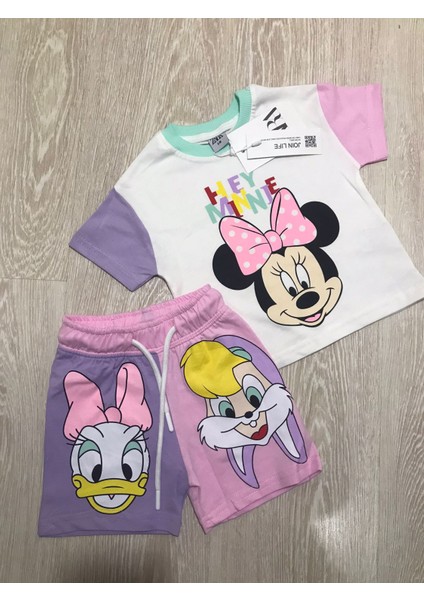 Aysbebe Hey Mini Desenli Kız Çocuk Yazlık Takım 9-12 Ay