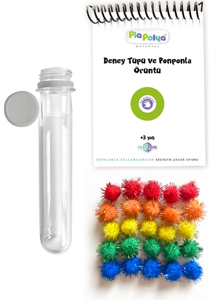 Çocuklar Için Deney Tüpü ve Pon Ponla Örüntü | Etkinlik Tüpü | Pon Pon | Yönerge Kartları