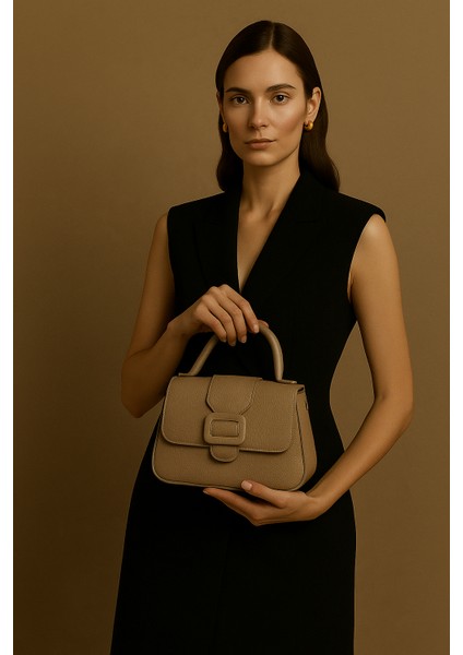 Vivelle Couture Krem Tek Bölmeli Kadın El Kol ve Omuz Çantası